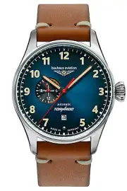 Bauhaus Mens Pilot Watch Ct-Bha Tornado Automatic Braun/ Blue 2764-3