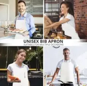 Utopia Kitchen 2 Pack Bib Aprons Adjustable w/2 Pockets Water & Oil Resist White