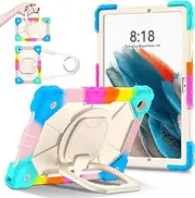 Full Protective Case Tablet Case Compatible with Samsung Galaxy Tab A8 10.5 Inch X200 / X205 (2021) Heavy Duty Shockproof Cove Protective Case W 360 Swivel Kickstand+Hand Strap+Shoulder Strap(Colorful