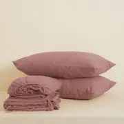Woodrose Linen Sheet Set - 100% French Flax Linen, King / Woodrose