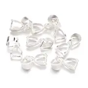 200pcs Silver Tone Brass Smooth Pinch Bails Ice Pick Nickel Free Findings 13mm