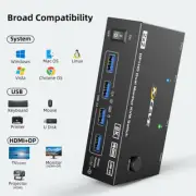 2 Port Dual Monitor HDMI+DisplayPort KVM Switch 2X2 4K@60Hz Mixed Display USB