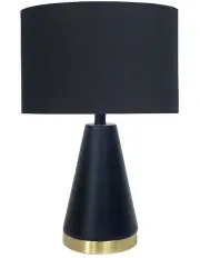[Sarantino] Metal Table Lamp With Black Drum Shade
