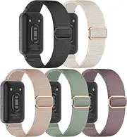 Conidido 5 Pack Stretchy Nylon Compatible with Samsung Galaxy Fit 3 Watch Band, Adjustable Wristbands Sport Strap Loop for Galaxy Fit 3 SM-R390 Smartwatch Accessories - Soft, Lightweight, Elastic