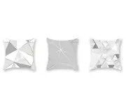 3Pcs Silver Gray Geometric Peach-Skin Pillow Holder Bus Office Pillow Cushion Cover - 2