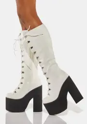 [Lemon Drop by Privileged] White Jaxin Platform Boots