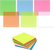 Huifllyhui Transparent Sticky Notes, 300pcs (6 Pads x 50 Sheets), 3x3 Inch, Waterproof, Office, School, Study, Note Taking, Supplies
