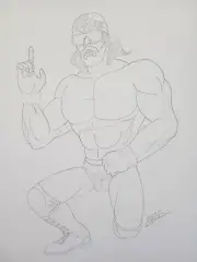 Macho Man 11x17 ORIGINAL PEN & INK ILLUSTRATION By Luke Kororolowicz
