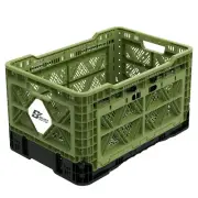 Bigant Heavy Duty Collapsible & Stackable Plastic Milk Crate-Medium Size, Oli...