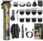 Hair Clipper, 6-in-1 Beard Trimmer Kit, Type-C Rechargeable Hair Trimmer for Men with LCD Screen & 8 Guide Combs