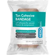 AEROBAN Tan Cohesive Bandage 10cm x 4.5M Wrap/12