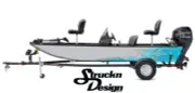 Cyan Blue Geometric Shapes Pattern Design Wrap Fishing Bass Boat Vinyl Decal USA