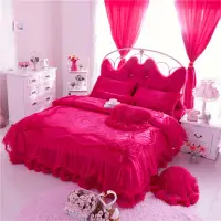 在飛比找蝦皮購物優惠-公主風床罩 公主日記 桃紅色 5尺 標準雙人 加大床罩 精梳