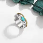 Turquoise Spinner Handmade Ring 925 Sterling Silver Meditation Jewelry For Women