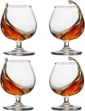Luminthra 11.5 Oz Crystal Whiskey Glasses, Set of 4 - Short Stem Bourbon and Cognac Glasses for Cocktails (4 SET)