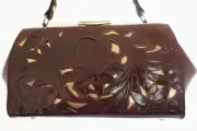 PATRICIA NASH BOVINO BRITISH TAN TOOLED LEATHER FRAME SATCHEL PURSE - NWT