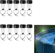 WADY 10PCS Solar Frame Pool Light, Colorful Solar Pool Lights for Above Ground Pools, Waterproof Swimming Pool Accessories Night Lights, Garden Fence Outdoor Lighting Decor (Colored Light)