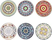 RHAIYAN 6pcs Home Mandala Pattern Coasters Decorative Round Coasters Ceramic Cup Mats Wine Table Mats Decoration Specific