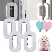 Self-Adhesive Fridge Lock Latch System, Refrigerator Lock Freezer Safety Lock, Freezer Lock for Upright Freezer, for Prevent Protect Kids Children Pets Search the Refrigerators (White, 4pcs)