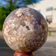 364G Natural Sakura Agate Quartz Sphere healing ball Specimen