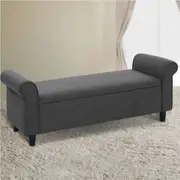 125cm Artiss Storage Ottoman Blanket Box Armrest Linen Grey