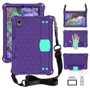 Hive SamSung Tablet Case For Sansung S6 10.5 (2019)/ S5E(2019)/Tab A7 (2020) Durable Stand Cover With Shoulder Strap-PurpleAqua