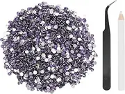 uxcell 4000pcs Flatback Rhinestones Resin, SS16 4mm Resin Rhinestones Bulk Round Shine Gems with Pickup Tools for DIY Nail Art Tumblers Mugs Clothes, Light Purple