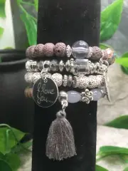 4 PC Handmade Bohemian Beaded Stackable Stretch Bracelet Set New 293