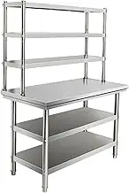 Snaweo Kitchen Catering Stainless Steel Table, Commercial Stainless Steel Work Table with Flexible Adjustable Shelf, Stainless Steel Kitchen worktop for Restaurant Garage(60x60x80cm)