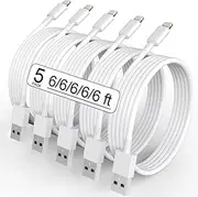 VODRAIS 5 Pack(6FT) Original Apple MFi Certified iPhone Charger, Lightning Cable Fast Charging Cord Compatible iPhone 13/12/11 Pro Max/Mini/XS MAX/XR/XS/X/8/7/Plus/6 iPad AirPods
