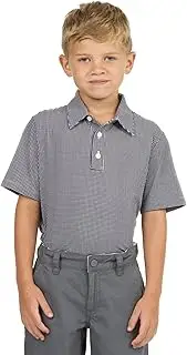 [IBKUL] Boy's Sun Protective UPF50+ Icefil Mini Check Print Short Sleeve Polo - 94754B