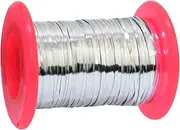 Embroiderymaterial Metallic Strip Mukaish Metal Thread for Craft and Embroidery 1 Roll (Silver, 1MM, 100 Mtrs)
