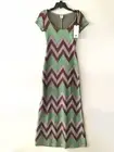 MISSONI COLOR BLOCK ZIG ZAG GREEN BURGUNDY LONG MAXI DRESS SMALL NWT