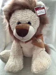 17 IN STUFFED JUNGLE LION TAN WITH BROWN MANE & BOW NWT