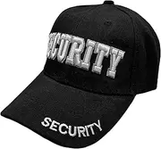 [R&M] mens Security Hat Baseball Ball Cap Black Embroidered Adjustable 100% Cotton