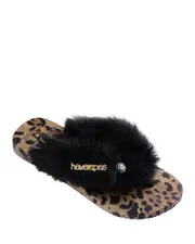 havaianas x Dolce & Gabbana Women's Leopard Faux Fur Flip Flops