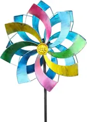 Wind Spinner Outdoor Metal Sculpture Kinetic Colorful Outdoor Yard Garden Decor