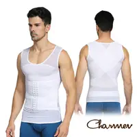 在飛比找PChome24h購物優惠-Charmen NY041輕薄束胸三段排扣收腹塑腰背心 男性