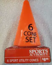 Sports Authority Cone Set 6"x9" Marker Training Cones Pack Of 6 - BRAND NEW