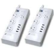 2pc Sansai Power Board 4 Way Outlets Socket 4 USB Charger Ports/Surge Protector