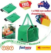 Reusable Shopping Bags Green Eco Foldable Handle Bag Grocery Cart Trolley 2,4pcs