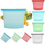 ZONADA 12-Pack Reusable Silicone Food Preservation Bags – Airtight, Leak-Proof, and Eco-Friendly Storage Containers for Kitchen, Freezer, and On-the-Go