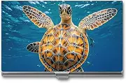 [RKJVB] Business Card Holder Many Sea Turtle-Blue Slim Business Card Case Professional Name Card Holders Purse Name Card Organizer Minimalist Pocket Card Cases for Men Women, Many Sea Turtle-Blue, 3.7 x