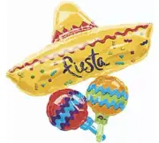 Clearance Packaged Fiesta Balloons 31" Fiesta Cluster Balloon Shape Sombrero