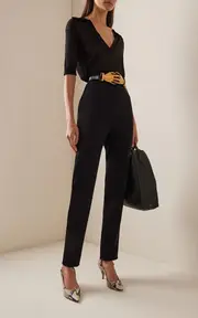 [Khaite] Lenn High-Rise Satin-Crepe Pants