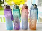 Motivational 32 Oz Water Bottle with Time Marker with Strap & Straw -Pink &blue