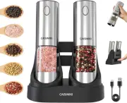Electric Salt and Pepper Grinder Set 2024 Upgraded Washable Silo Silver