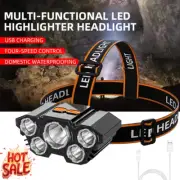 5 LED Headlamp Rechargeable Built-in 18650 Battery Strong Light Camping Fishing