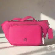 Coach Belt Bag Leather Signature Pink Sling Bag Canvas Interior Detail CM334