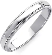 [JewelryWeb] 14k White Gold 3mm Milligrain Wedding Band Ring Jewelry for Women - Ring Size Options: 10 10.5 11 11.5 12 4 4.5 5 5.5 6 6.5 7 7.5 8 8.5 9 9.5